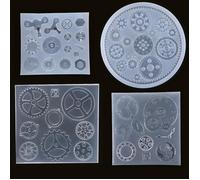 MT99534 4 Pcs Moule Résine Epoxy Moule Engrenages Steampunk Moule en Silicone Moulle Bijoux pour DIY Artisanat Décoration 4 Moull