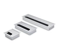 MTADSBKFP Passe-câbles en Plastique pour Bureau, 1 pièce carrée rectangulaire en Aluminium for Table de Bureau, Armoire PC, Trou de câble, Rabat, Brosse, œillet(Silver,W80L280 MM)