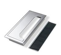 MTADSBKFP Passe-câbles en Plastique pour Bureau, Lot de 2 œillets rectangulaires en Alliage d'aluminium for câbles de Table et de Bureau, avec Brosse Noire(Silver,80x160mm)