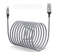MTAKYI Câble De Charge Câble Tressé En Nylon Extra Long 5M/16FT Câble De Charge Rapide Et De Synchronisation USB Compatible Avec iPhone 12Pro Max/12Pro/12/11/XS/XR/XS/Max/8/7 Plus