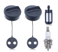 Mtanlo 2 Pièces Bouchon de Réservoir pour Stihl FS38, FS45, FS55, FS56, FS80, FS81, FS85, FS88, FS120 Débroussailleuses, Bouchon Essence avec Filtre à Essence et Bougie d'Allumage de Rechange