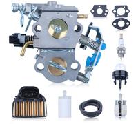 Mtanlo Carburateur Kit pour Husqvarna 455 Rancher 455 E 460 461, avec Poire d'amorçage + Tuyau de Carburant + Filtre à Carburant + Joint de Carburateur, Remplacement WTA-29 WTEA-1 544883001