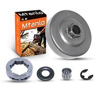 Mtanlo Kit Tambour d'Embrayage et Pignon 3/8"7T pour Husqvarna 390 390XP 385 385XP Saw, Tambour d'Embrayage + Rondelle d'Embrayage + Roulement d'Embrayage + Pignon 3/8-7T + E-clip