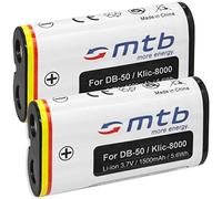 mtb more energy® 2X Batterie DB-50 Compatible avec Ricoh Caplio R1, Caplio R1S, Caplio R1V, Caplio R2, Caplio RZ1