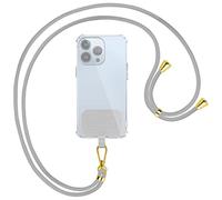 mtb more energy Chaîne de téléphone portable universelle - Gris clair/doré - Compatible avec de nombreuses coques de téléphone portable - Cordon de qualité supérieure pour bandoulière Argent