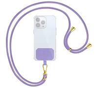mtb more energy® Chaîne universelle pour téléphone portable - Lilas - Pièces métalliques de couleur or - Compatible avec de nombreuses coques de téléphone portable - Cordon à accrocher autour du cou