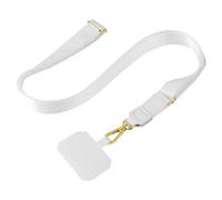 mtb more energy® Chaîne universelle pour téléphone portable SoftBand - Blanc - Pièces métalliques de couleur or - Compatible avec de nombreuses coques de téléphone portable - Ruban brillant de qualité