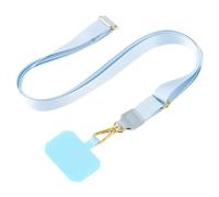 mtb more energy® Chaîne universelle pour téléphone portable SoftBand - Bleu clair - Pièces métalliques de couleur dorée - Compatible avec de nombreuses coques de téléphone portable - Ruban brillant de