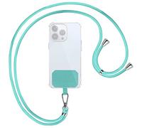 mtb more energy® Chaîne universelle pour téléphone portable - Vert menthe - Pièces métalliques de couleur argent - Compatible avec de nombreuses coques de téléphone - Cordon de corde à bandoulière