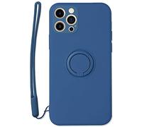 mtb more energy® Coque de protection en silicone liquide avec anneau pastel pour Samsung Galaxy A32 4G (SM-A325, 6.4'') Bleu lisse avec dragonne pratique