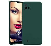 mtb more energy® Coque de protection en silicone souple compatible avec Realme C11 2021 (RMX3231, 6,52'') - Vert foncé - Ultra Silk Touch - Coque de protection en silicone liquide