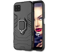 mtb more energy® Coque Ring Armor pour Samsung Galaxy A22 5G (SM-A226, 6.6'') - Noir - Housse de Protection avec Anneau - Compatible avec Les Supports magnétiques