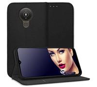 mtb more energy® Étui de protection à rabat intelligent en cuir synthétique pour Nokia 1.4 (6,52") Noir