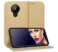 mtb more energy® Housse Coque Bookstyle pour Nokia 5.3 (6.55'') - Or - Similicuir - étui Poche Pochette de Protection
