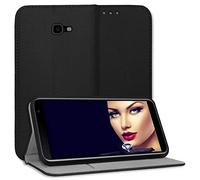 mtb more energy® Housse Coque Bookstyle pour Samsung Galaxy J4 Plus / J4+ 2018 (SM-J415, 6.0'') / Noir/Similicuir/étui Poche Pochette de Protection