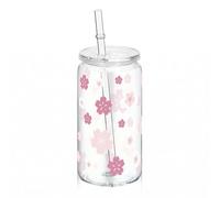 Mtbricey Gobelets réutilisables en plastique avec couvercles et pailles, motif fleurs de cerisier pour café glacé, smoothie, jus, boissons froides, pour fête prénatale, fête prénatale, 473 ml (BB)