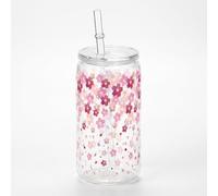 Mtbricey Gobelets réutilisables en plastique avec couvercles et pailles, motif fleurs de cerisier pour café glacé, smoothie, jus, boissons froides, pour fête, fête prénatale, 473 ml