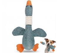 Mtbricey Jouet couineur en lin pour chien en forme de canard de 30 cm pour chiens de petite et moyenne taille - Jouet apaisant à mâcher pour soulager l'ennui - Nettoyage des dents - Oreiller apaisant