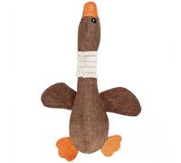 Mtbricey Jouet couineur en lin pour chien en forme de canard de 30 cm pour chiens de petite et moyenne taille - Jouet apaisant à mâcher pour soulager l'ennui - Nettoyage des dents - Oreiller apaisant