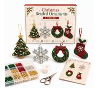 Mtbricey Lot de 4 perles de Noël 3D - Décoration d'arbre | Couronne de Noël avec sapin de Noël, flocon de neige, pour la maison, le bureau, figurine de collection, décoration de bureau