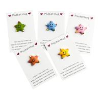 Mtbricey Lot de 5 adorables câlins de poche en résine avec cartes, mini étoiles décoratives positives, cadeaux de bonne chance pour anniversaire, mariage, Nouvel An, Saint-Valentin, cadeaux pour