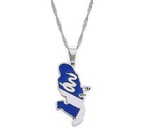 MTCDBD Collier Carte Martinique pour Hommes Et Femmes, Collier Carte Martinique avec Drapeau Serpent Bijoux Cravates Chaîne Clavicule Mode, Cravates Symbole Ethnique Pendentif,Argent,Chaîne 60Cm