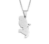 MTCDBD Collier Carte Martinique pour Hommes Et Femmes, Collier Carte Martinique avec Nom De La Ville Chandail Clavicule Chaîne Cravates, Bijoux Ethniques Carte Symbole Pendentif,Argent,45Cm Chaîne