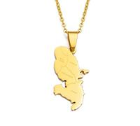 MTCDBD Collier Carte Martinique pour Hommes Et Femmes, Collier Carte Martinique avec Nom De La Ville Chandail Clavicule Chaîne Cravates, Bijoux Ethniques Carte Symbole Pendentif,Or,45Cm Chaîne