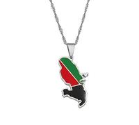 MTCDBD Martinique Carte Collier pour Bijoux Unisexe, Martinique Carte Pendentif Robe De Soirée Accessoires Style Ethnique, Mode Charme Collier Cadeau,Argent,45Cm Chaîne