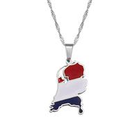 MTCDBD Pays-Bas Carte Collier Décoration Ethnique, Hollande Carte Pendentif Accessoires De Vêtements Ethniques Élégante Chaîne De Clavicule, Pendentif Patriotique Cadeau,Argent,45Cm Chaîne