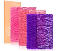 MTDLYICE Lot de 3 ponges africaines pour le dos, exfoliantes pour la douche, taille XL 80 cm, pour le corps (rose, rouge, violet)