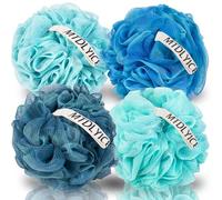 MTDLYICE Lot de 4 éponges en luffa XXL - 100 g - En maille douce - Pour homme - Gommage corporel - Accessoires de bain - Pour le corps - Pour le corps - Bleu