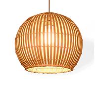 MTDYD Suspension Tressée En Bambou Semi-ouverte, Lustre En Osier De Rotin, Support De Lampe E27, Luminaire De Plafond, Lampe Suspendue De Décoration De Maison De Thé De Café