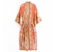 MTFBQ Nachthemd Und Morgenmantel Mit Meerjungfrauen-Print, Blumige, Lange Kimono-Roben Aus Seide, Damen-Fuzzy-Bademantel, Weicher, Lässiger Pyjama Mit Taschen (Color : Assorted, Size : S-134cm)