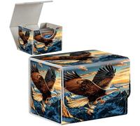 MTG Boîte de rangement Commander en cuir avec aimant puissant Magic the Gathering pour affichage Commander, peut contenir plus de 100 cartes, boîtes de rangement pour cartes de sport TCG, aigle et