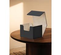 MTG Commander Boîte de rangement pour cartes à collectionner, peut contenir plus de 120 cartes à pochette unique, boîte de rangement magnétique en cuir pour cartes TCG CCG Magic (noir et or)