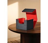 MTG Commander Boîte de rangement pour cartes à collectionner, peut contenir plus de 120 cartes à pochette unique, boîte de rangement magnétique en cuir pour cartes TCG CCG Magic (noir et rouge)