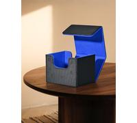 MTG Commander Boîte de rangement pour cartes à collectionner, peut contenir plus de 120 cartes à pochette unique, boîte de rangement magnétique en cuir pour cartes TCG CCG Magic (noir et bleu)