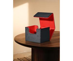 MTG Commander Boîte de rangement pour cartes à collectionner, peut contenir plus de 120 cartes à pochette unique, boîte de rangement magnétique en cuir pour cartes TCG CCG Magic (noir et rouge)