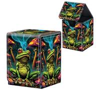 MTG Commander Deck Box en cuir avec aimant puissant Magic the Gathering pour affichage Commander, peut contenir plus de 100 cartes, boîtes de rangement pour cartes de sport JCC Grenouille verte et