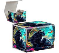MTG Commander Deck Box en cuir avec aimant puissant Magic the Gathering pour affichage Commander, peut contenir plus de 100 cartes, boîtes de rangement pour cartes de sport JCC, chat noir dans la
