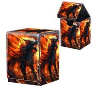 MTG Commander Deck Box en cuir avec aimant puissant Magic the Gathering pour affichage Commander, peut contenir plus de 100 cartes, boîtes de rangement pour cartes de sport JCC - Loup hurlant avec