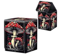 MTG Commander Deck Box en cuir avec aimant puissant Magic the Gathering pour affichage Commander, peut contenir plus de 100 cartes, boîtes de rangement pour cartes de sport JCC Champignons rouges