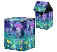 MTG Commander Deck Box en cuir avec aimant puissant Magic the Gathering pour affichage Commander, peut contenir plus de 100 cartes, boîtes de rangement pour cartes de sport, méduses forestières, néon