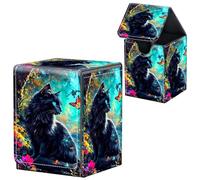 MTG Commander Deck Box en cuir avec aimant puissant Magic the Gathering pour affichage Commander, peut contenir plus de 100 cartes, boîtes de rangement pour cartes de sport JCC, chat noir dans la