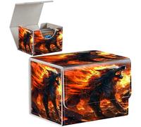 MTG Commander Deck Box en cuir avec aimant puissant Magic the Gathering pour affichage Commander, peut contenir plus de 100 cartes, boîtes de rangement pour cartes de sport JCC - Loup hurlant avec