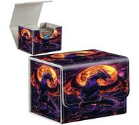 MTG Commander Deck Box en cuir avec aimant puissant Magic the Gathering pour affichage Commander, peut contenir plus de 100 cartes, boîtes de rangement pour cartes de sport JCC - Dragon de feu noir