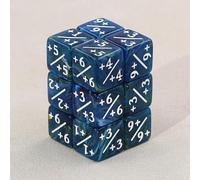 MTG Lot de 24 compteurs de dés + 1/+1 jetons de compteur de vie avec sac de rangement gris - Dés D6 vibrants, dés parfaits de 16 mm pour MTG, JCC et jeux de cartes (bleu + soie jaune)
