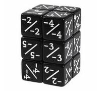 MTG Lot de 24 compteurs de dés - Jetons de compteur de vie 1/-1 avec sac de rangement gris - Dés D6 vibrants, dés parfaits de 16 mm pour MTG, JCC et jeux de cartes (noir)