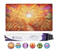 MTG Magic The Gathering Tapis de jeu TCG 61 x 35,6 cm, art original, tapis de jeu antidérapant avec fond en caoutchouc et bords cousus, tapis de carte Commander TCG enroulable et pliable (blanc)